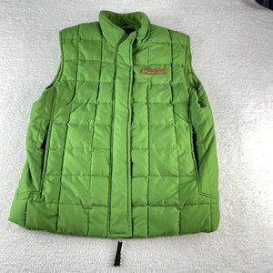 Cowgirl Hardware Vest Womens Large Green Down Puffer Fleece Lining Zip Pockets